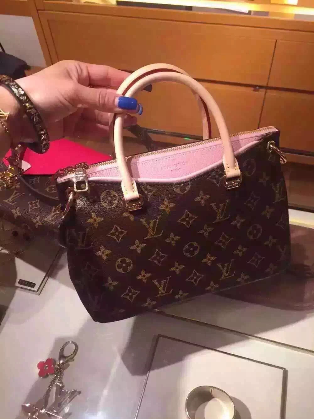Real Louis Vuitton Monogram Pallas BB Bag M40464 Rose
